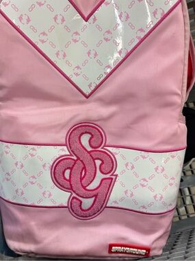 Sprayground Pink & White Monogram Heart Backpack